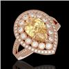 Image 1 : 4.12 ctw Canary Citrine & Diamond Victorian Ring 14K Rose Gold - REF-125X5A