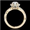 Image 2 : 1.69 ctw Certified Diamond Solitaire Halo Ring 10k Yellow Gold - REF-197F8M