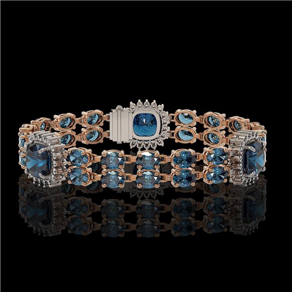 19.57 ctw London Topaz & Diamond Bracelet 14K Rose Gold - REF-250G8W