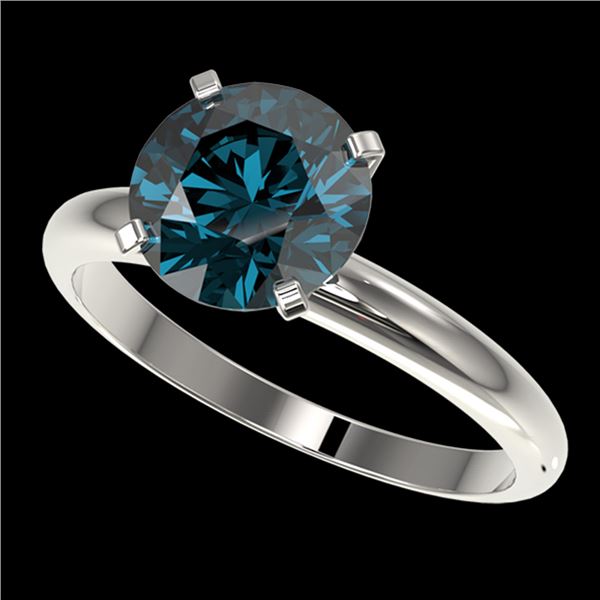 2.50 ctw Certified Intense Blue Diamond Engagment Ring 10k White Gold - REF-472M5G