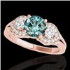 Image 1 : 1.45 ctw SI Certified Fancy Blue Diamond 3 Stone Ring 10k Rose Gold - REF-150M2G