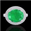 Image 2 : 4.50 ctw Emerald & Micro Pave VS/SI Diamond Ring 18k White Gold - REF-119G6W