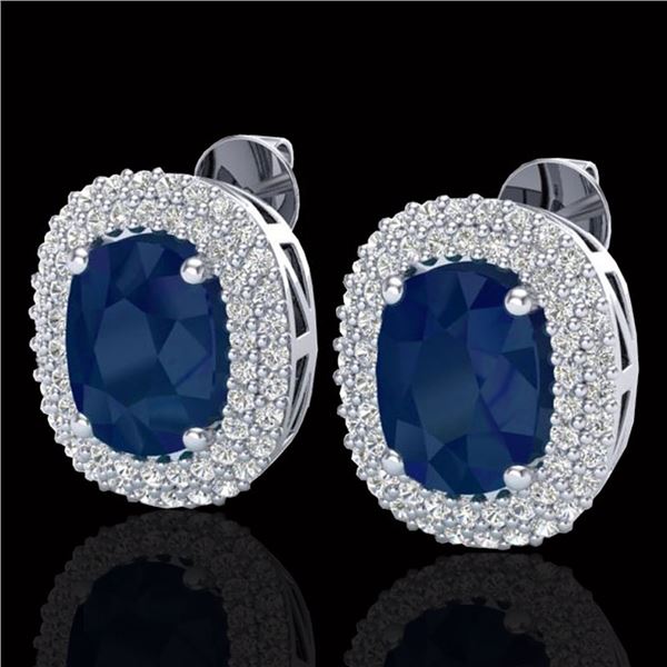 6.30 ctw Sapphire & Micro Pave VS/SI Diamond Earrings 18k White Gold - REF-160G9W