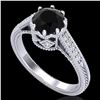 Image 1 : 1.25 ctw Fancy Black Diamond Engagment Art Deco Ring 18k White Gold - REF-100A2N