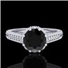 Image 2 : 1.25 ctw Fancy Black Diamond Engagment Art Deco Ring 18k White Gold - REF-100A2N