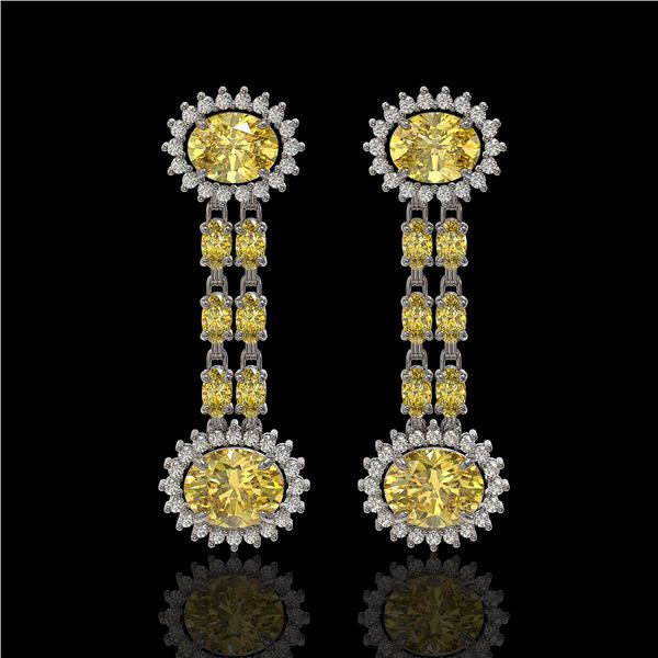 8.35 ctw Citrine & Diamond Earrings 14K White Gold - REF-144N2F