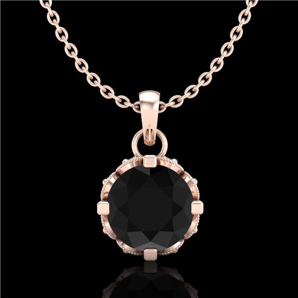 0.85 ctw Fancy Black Diamond Art Deco Stud Necklace 18k Rose Gold - REF-81G8W