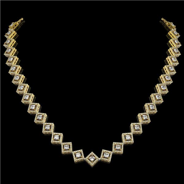 16.4 ctw Princess Cut Diamond Micro Pave Necklace 18K Yellow Gold - REF-1402H6R