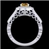 Image 3 : 1.12 ctw Intense Fancy Yellow Diamond Art Deco Ring 18k White Gold - REF-167X3A
