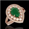 Image 1 : 5.12 ctw Certified Emerald & Diamond Victorian Ring 14K Rose Gold - REF-178N2F