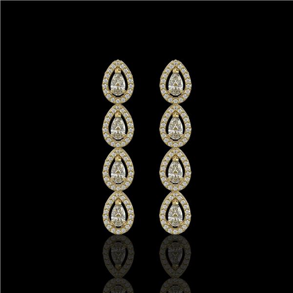 3.84 ctw Pear Cut Diamond Micro Pave Earrings 18K Yellow Gold - REF-334Y6X