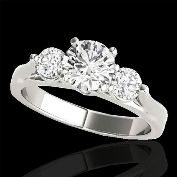 1.50 ctw Certified Diamond 3 Stone Ring 10k White Gold - REF-225N2F