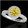 Image 1 : 1.51 ctw Certified SI/I Fancy Intense Yellow Diamond Ring 10k White Gold - REF-197N8F