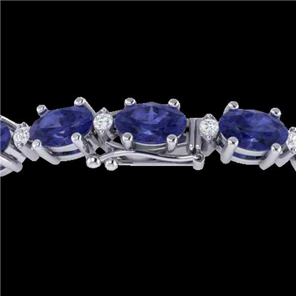 19.7 ctw Tanzanite & VS/SI Diamond Eternity Bracelet 10k White Gold - REF-178H2R