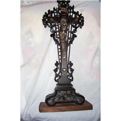 Spanish Colonial Hand Carved Priest Cross #1818555