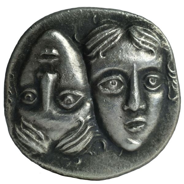400/350 BC Greek Drachm Istros Dioscuri Silver Coin