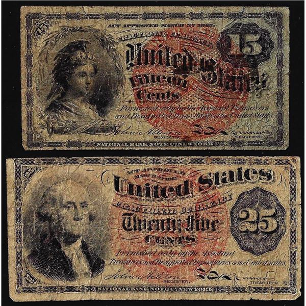 Lot of 1863 4th Issue Fifteen & Twenty-Five Cent Fractional Currency Notes