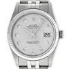 Image 1 : Rolex Mens Stainless Steel Silver Diamond Oyster Perpetual Datejust Wristwatch