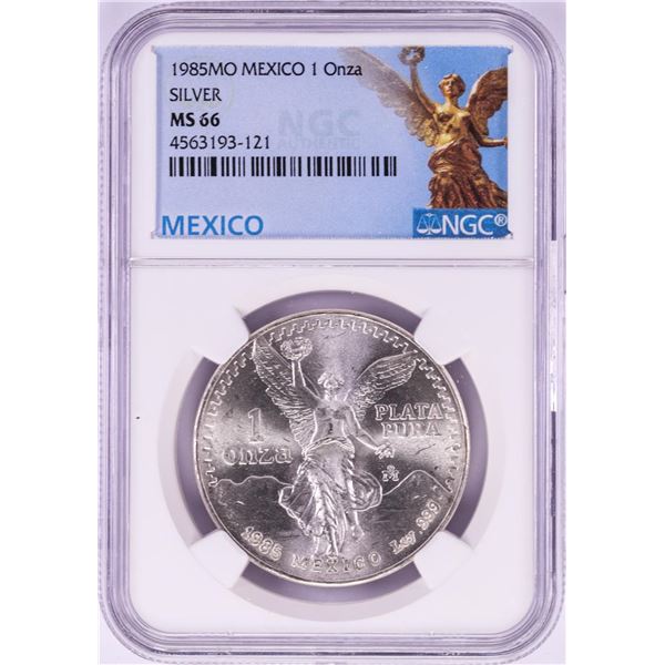1985Mo Mexico 1 Onza Libertad Silver Coin NGC MS66