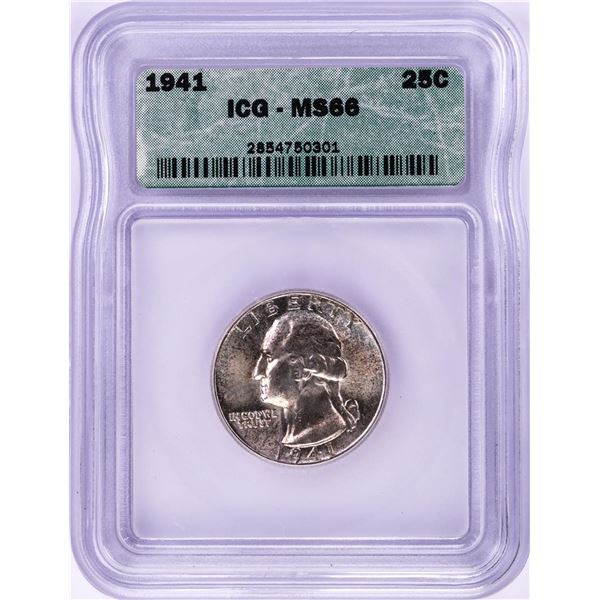 1941 Washington Quarter Coin ICG MS64
