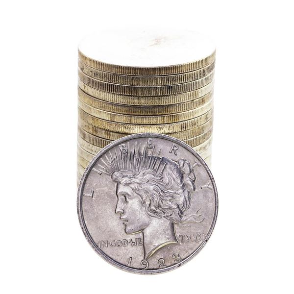 Roll of (20) Brilliant Uncirculated 1923 $1 Peace Silver Dollar Coins