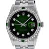 Image 1 : Rolex Mens Stainless Steel Diamond & Emerald Oyster Perpetual Datejust Wristwatch