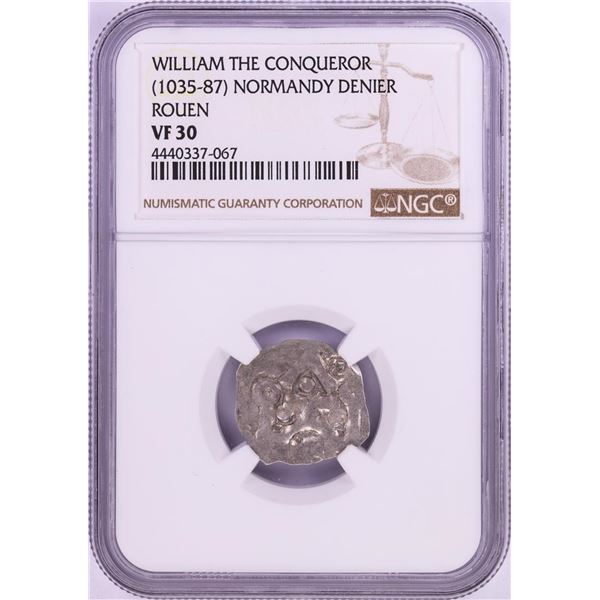 1035-87 William The Conqueror Normandy Rouen Denier Coin NGC VF30