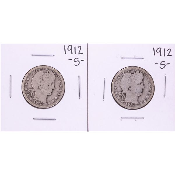 Lot of (2) 1912-S Barber Quarter Coins