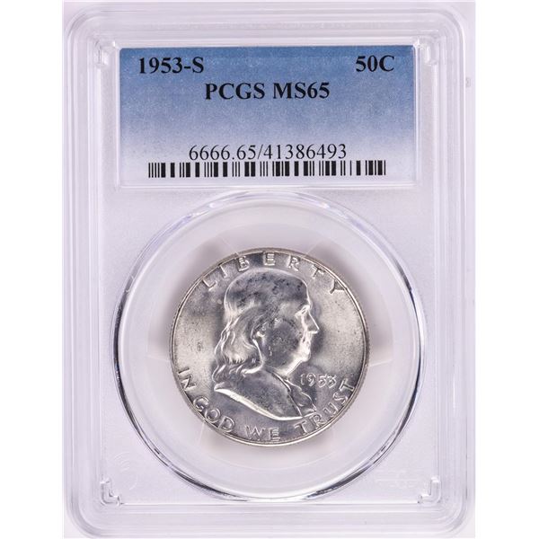1953-S Franklin Half Dollar Coin PCGS MS65