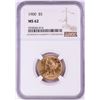 Image 1 : 1900 $5 Liberty Head Half Eagle Gold Coin NGC MS62