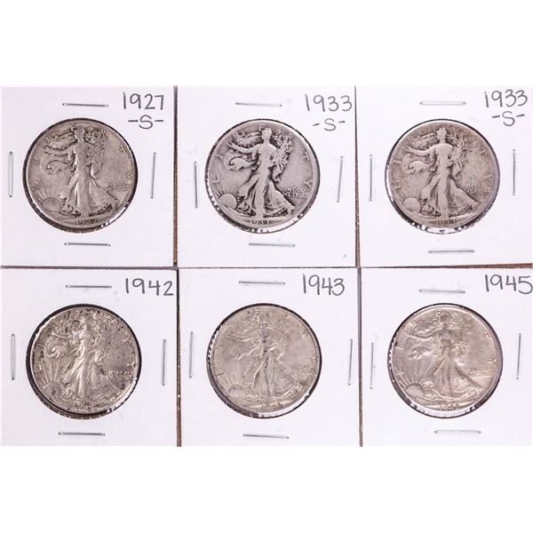 Lot of (6) Walking Liberty Half Dollar Coins