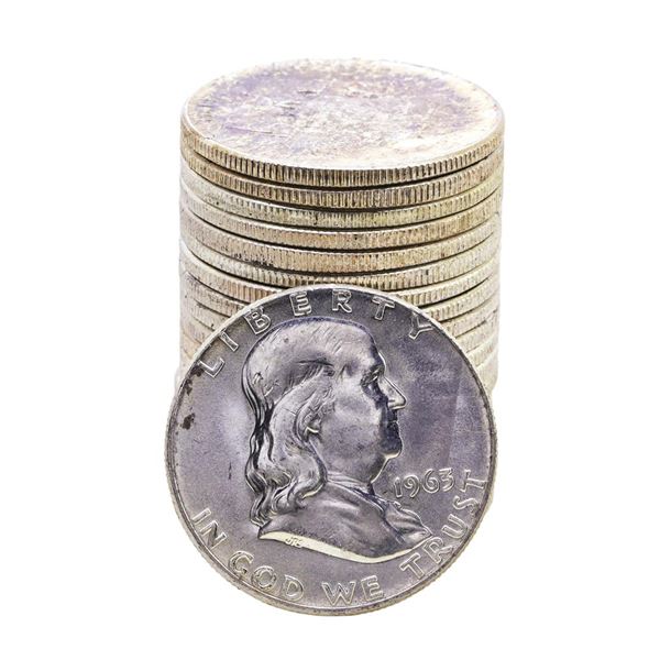 Roll of (20) Brilliant Uncirculated 1963 Franklin Half Dollar Coins