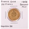 Image 1 : 1858 Beaumont Mint France 20 Francs Gold Coin