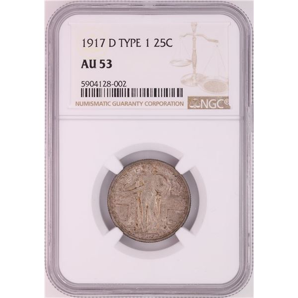 1917-D Standing Liberty Quarter Coin NGC AU53