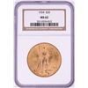 Image 1 : 1924 $20 St. Gaudens Double Eagle Gold Coin NGC MS62