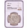 Image 1 : 1927 $1 Peace Silver Dollar Coin NGC MS64