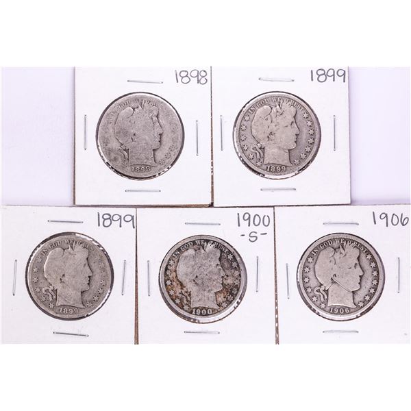 Lot of (5) Barber Half Dollar Coins