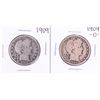 Image 1 : Lot of 1909 & 1909-O Barber Half Dollar Coins