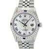 Image 2 : Rolex Men's Stainless Steel MOP Roman 36MM Diamond & Sapphire Datejust Wristwatch