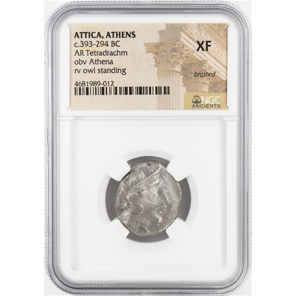 393-294 BC Attica Athens AR Tetradrachm Athena Owl Coin NGC XF