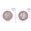 Image 1 : Lot of 1909-S & 1910-S Barber Half Dollar Coins