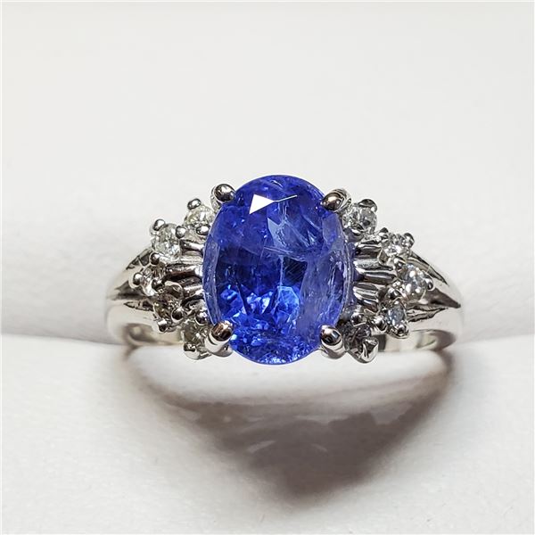 10K TANZANITE (2.1CT) DIAMOND(0.2CT) RING SIZE 6