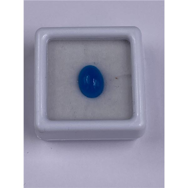 RARE BLUE FIRE OPAL 1.36CT, 9.43 X 7.15 X 4.49MM, OVAL CABOCHON, VVS, ETHIOPIA, UNTREATED