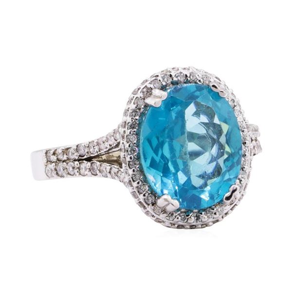 4.16 ctw Apatite And Diamond Ring - 14KT White Gold