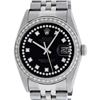 Image 2 : Rolex Mens Stainless Steel Black String Diamond 36MM Oyster Perpetual Datejust