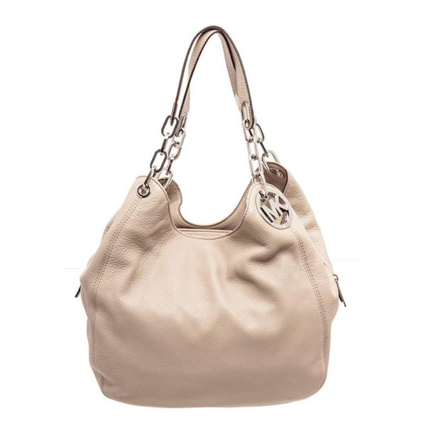 Michael Kors Beige Leather Fulton Hobo Bag