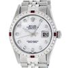 Image 1 : Rolex Mens Stainless Steel MOP Diamond & Ruby 36MM Oyster Perpetual Datejust