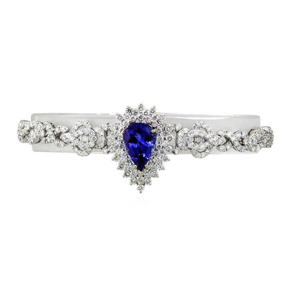 3.97 ctw Tanzanite and Diamond Bracelet - 18KT White Gold