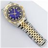 Image 6 : Rolex Mens 2 Tone Blue Vignette String Pyramid Diamond Datejust Wristwatch