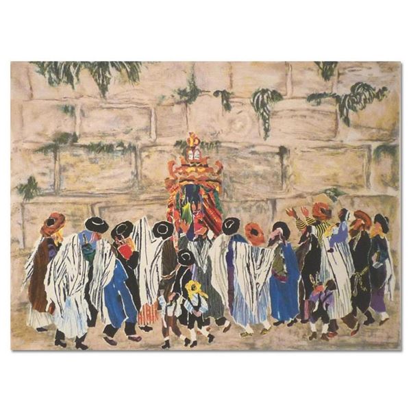 Judith Yellin, "Simha Tora at the Wall" Hand Signed Limited Edition Serigraph wi